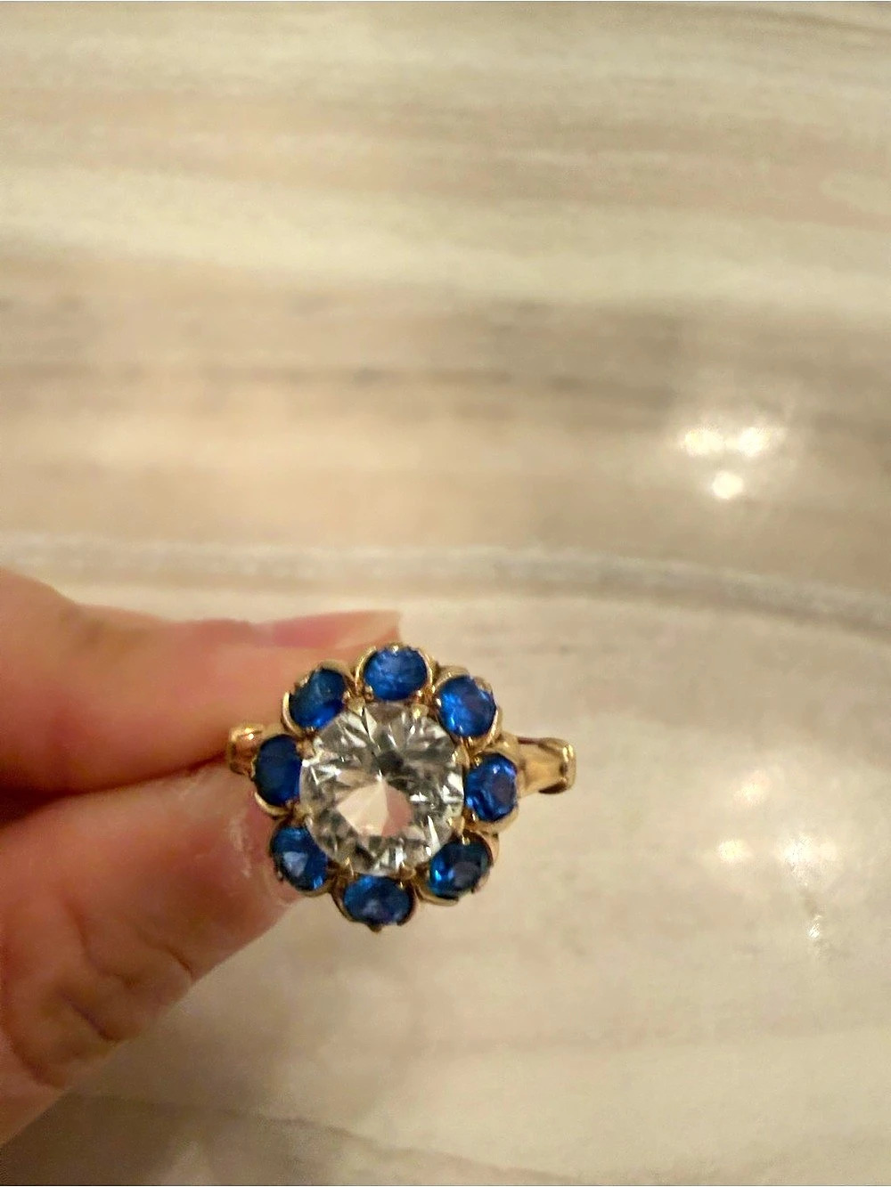 Blue & Gold Stone Ring